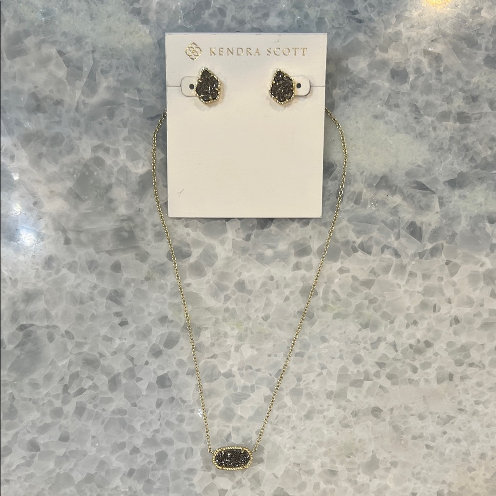 Kendra Scott Elisa Gold Platinum Drusy Set